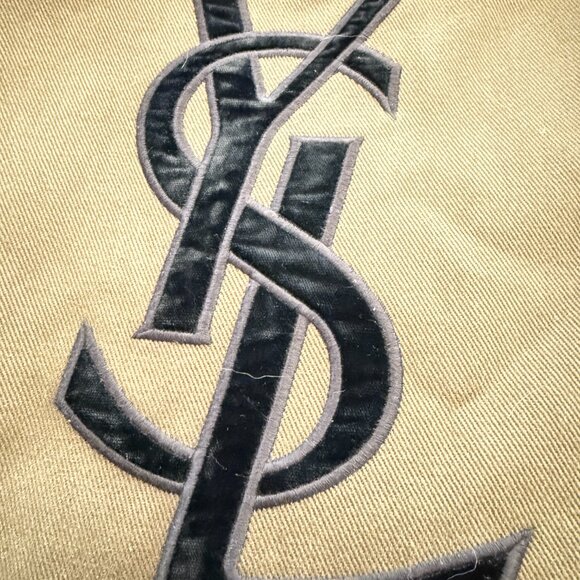 $1295 Authentic YSL Yves Saint Laurent Kahala Made in ITALY Green Canvas Totes - Picture 6 of 13